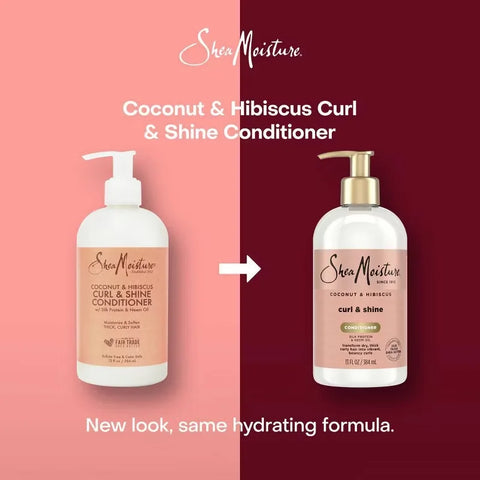 SheaMoisture Coconut and Hibiscus Curl & Shine Conditioner - 13 fl oz: Paraben-Free, Sulfate-Free, For Curly Hair