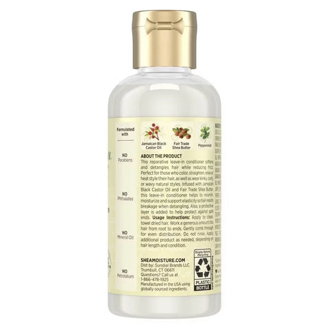 SheaMoisture Jamaican Black Castor Hair Oil Reparative Leave-In Conditioner - 11.5 fl oz: Curly Dry Hair, Paraben-Free, Peppermint Scent