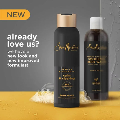 SheaMoisture Body Wash Calm & Clearing - African Black Soap with Aloe & Vitamin E - 18 fl oz: Paraben-Free, Whole Body, Gel