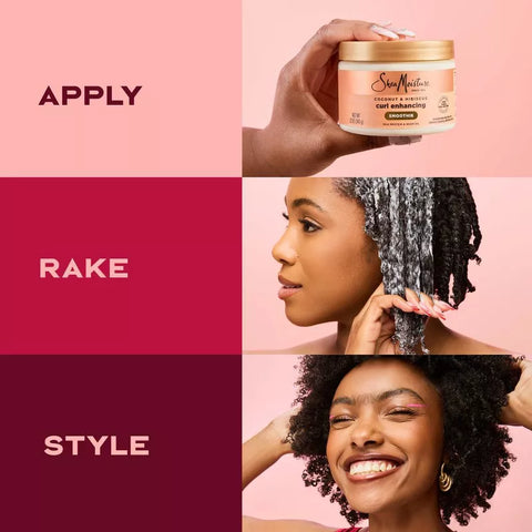 SheaMoisture Coconut and Hibiscus Curl & Shine Conditioner 13 fl oz + Curl Enhancing Smoothie For Thick Curly Hair + 12 oz