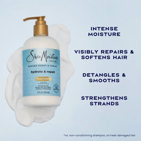 SheaMoisture Manuka Honey & Yogurt Hydrate & Repair Conditioner - 13 fl oz: Textured & All Hair Types, Moisturizing Formula