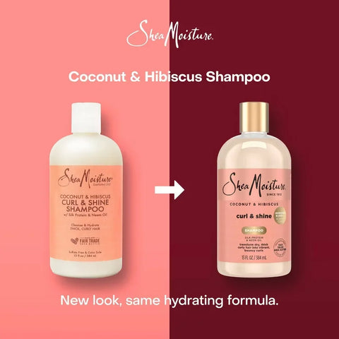 SheaMoisture Coconut and Hibiscus Curl and Shine Shampoo - 13 fl oz: For Curly Hair, Paraben-Free, Sulfate-Free, Liquid