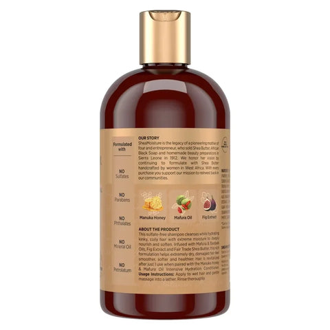SheaMoisture Manuka Honey & Mafura Hair Oil Intensive Hydration Shampoo - 13 fl oz: Textured & Coarse, Sulfate-Free, Vitamin C, Liquid