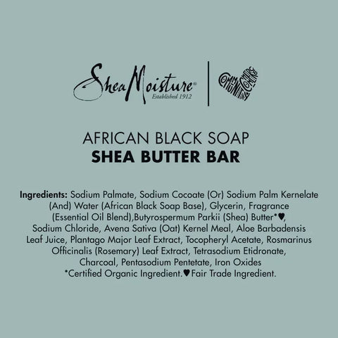SheaMoisture African Black Soap Original Scent Face and Body Bar Soap - 3.5oz: Moisturizing, Contains Tea Tree Oil