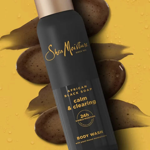 SheaMoisture Body Wash Calm & Clearing - African Black Soap with Aloe & Vitamin E - 18 fl oz: Paraben-Free, Whole Body, Gel