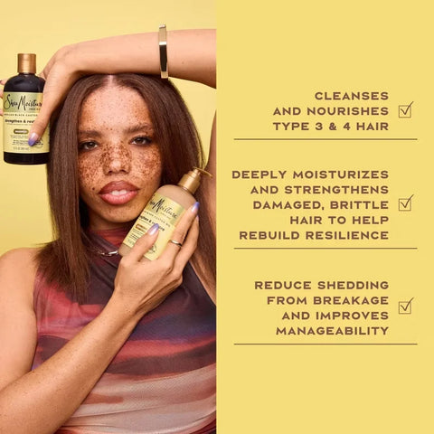 SheaMoisture Shampoo & Conditioner Bundle for Damaged Hair, 100% Pure Jamaican Black Castor Oil - 26oz/2pk