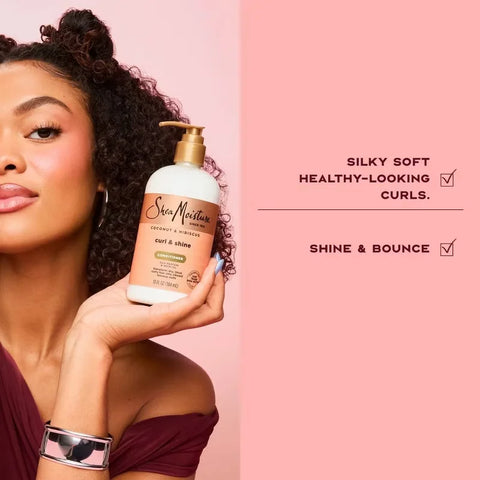 SheaMoisture Coconut and Hibiscus Curl & Shine Conditioner 13 fl oz + Curl Enhancing Smoothie For Thick Curly Hair + 12 oz