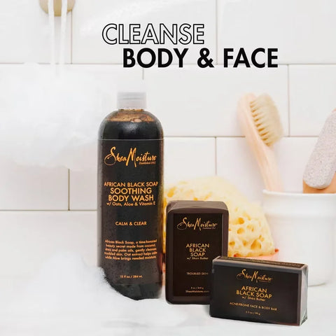 SheaMoisture African Black Soap Original Scent Face and Body Bar Soap - 3.5oz: Moisturizing, Contains Tea Tree Oil