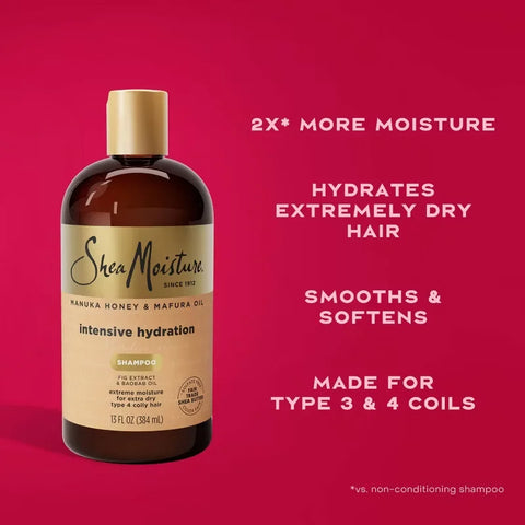 SheaMoisture Manuka Honey & Mafura Hair Oil Intensive Hydration Shampoo - 13 fl oz: Textured & Coarse, Sulfate-Free, Vitamin C, Liquid