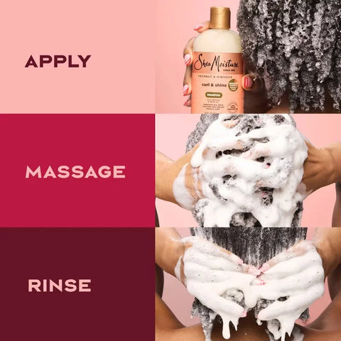 SheaMoisture Coconut and Hibiscus Curl and Shine Shampoo - 13 fl oz: For Curly Hair, Paraben-Free, Sulfate-Free, Liquid