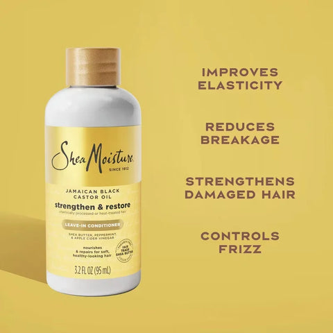 SheaMoisture Jamaican Black Castor Hair Oil Reparative Leave-In Conditioner - 11.5 fl oz: Curly Dry Hair, Paraben-Free, Peppermint Scent