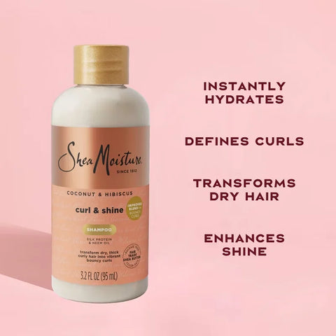 SheaMoisture Coconut and Hibiscus Curl and Shine Shampoo - 13 fl oz: For Curly Hair, Paraben-Free, Sulfate-Free, Liquid