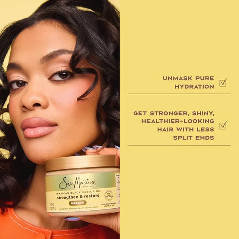 SheaMoisture Jamaican Black Castor Oil Strengthen & Restore Hair Mask - 11.5oz: Deep Hydration, Textured Hair, Damage Repair, Daily Use