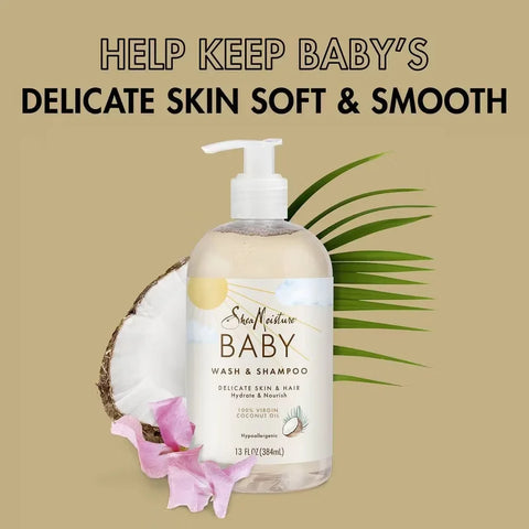 SheaMoisture Baby Wash & Shampoo 100% Virgin Coconut Oil Hydrate & Nourish for Delicate Skin - 13 fl oz