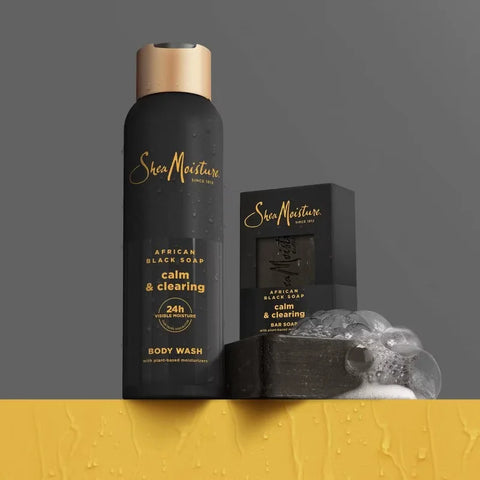 SheaMoisture Body Wash Calm & Clearing - African Black Soap with Aloe & Vitamin E - 18 fl oz: Paraben-Free, Whole Body, Gel