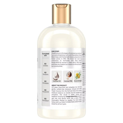 SheaMoisture Virgin Coconut Oil Shampoo Daily Hydration - 13 fl oz: Paraben-Free, Sulfate-Free, Liquid, All Hair Types