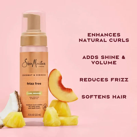 SheaMoisture Coconut and Hibiscus Frizz-Free Curl Mousse - 7.5 fl oz: Shine Enhancing, Sulfate-Free, Daily Use