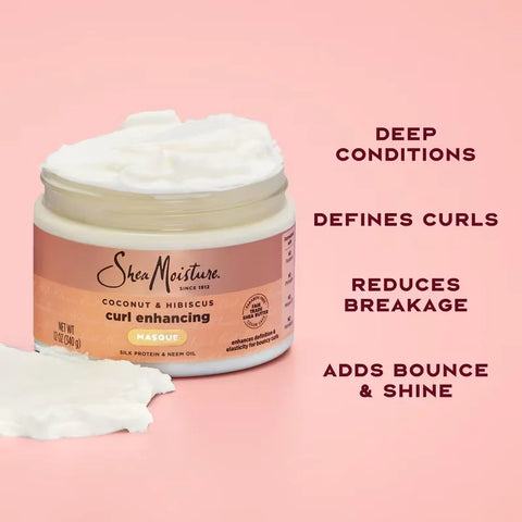SheaMoisture Coconut & Hibiscus Curl & Shine Hair Mask For Naturally Curly Hair - 11.5oz: Paraben-Free, Sulfate-Free, Aluminum-Free
